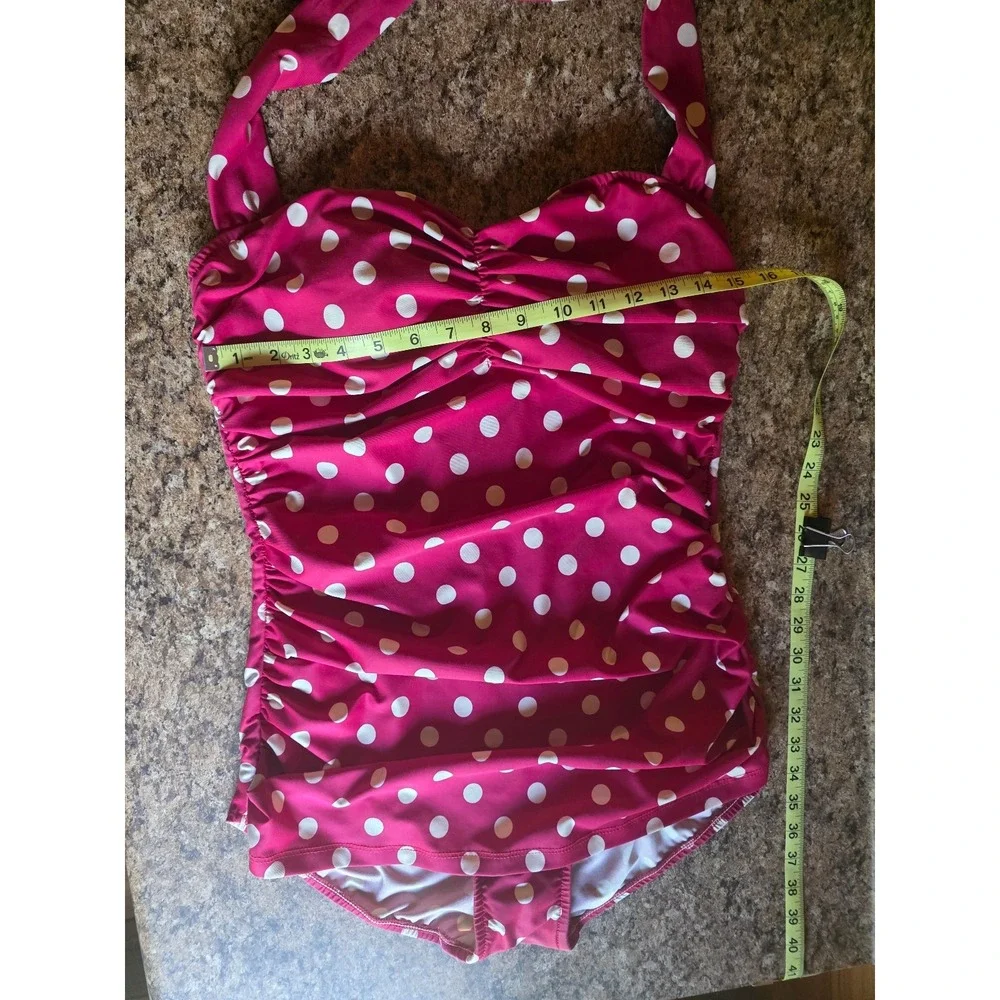 Esther Williams Vintage Inspired Retro Swimsuit - sz 14 red polka dot plus sized - Picture 8 of 11